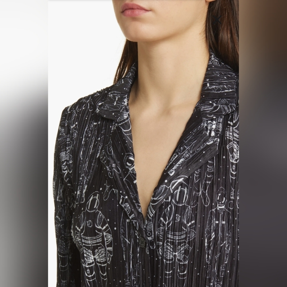 NWT/ lala Interstellar Astronauts Long Sleeve Plissé Top & High Waist Pants - Picture 5 of 13